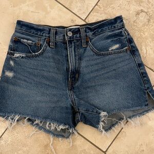 Abercrombie & Fitch curve love Distressed Dark Blue Denim Shorts